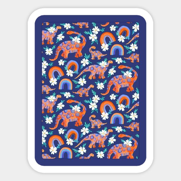 Little Dotty Dinos with Rainbows and Flowers Sticker by micklyn